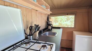 Fridge, microwave, dishwasher, coffee/tea maker