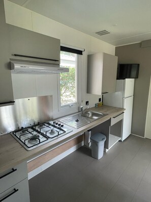 Fridge, microwave, coffee/tea maker