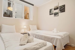 Blackout curtains, iron/ironing board, cots/infant beds, free WiFi