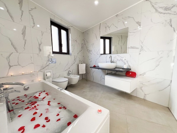 Dusche, Whirlpool, Haartrockner, Bidet