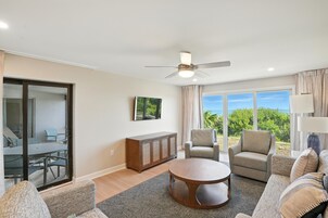 55-inch flat-screen TV with cable channels