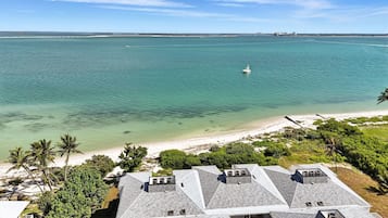 On the beach, white sand