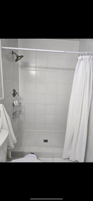 Sèche-cheveux, serviettes fournies, savon, papier toilette