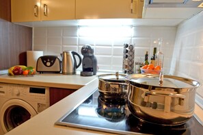 Villa, 2 Bedrooms, Smoking, Private Pool | Private kitchen | Coffee/tea maker, electric kettle, high chair