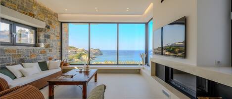 Villa, 3 Schlafzimmer, Terrasse, Meerblick | Wohnzimmer