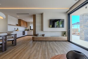 Villa, 5 chambres, piscine privée, vue montagne | Salle de séjour
