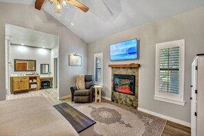 TV, fireplace - Vineyard Cottage #3 with Complimentary Breakfast (Gillespie County)