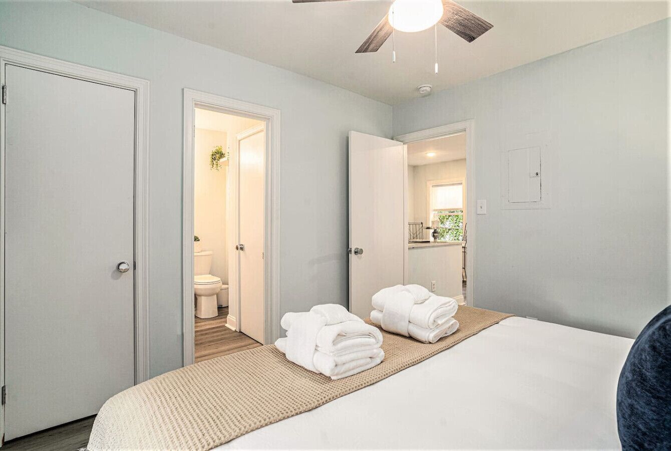 1 bedroom, desk, iron/ironing board, travel crib