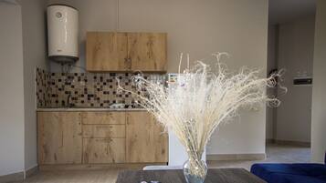 Family Double Room, Mountain View | Private kitchen | Fridge, stovetop, cookware/dishes/utensils