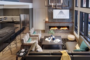 Smart TV, fireplace, table tennis, music library