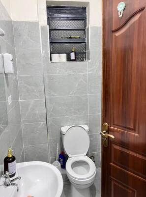 Serviettes fournies, savon, papier toilette