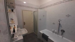 Regadera, secadora de cabello, bidet, toallas 