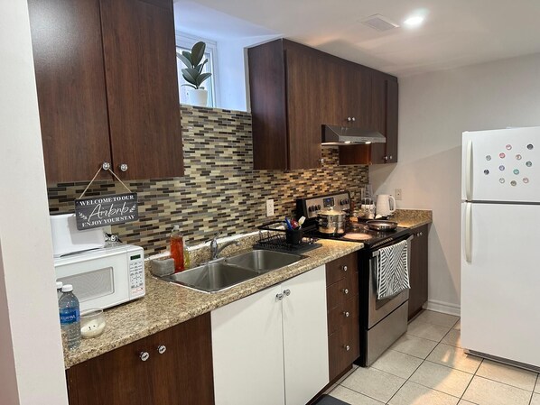 Fridge, microwave, oven, paper towels