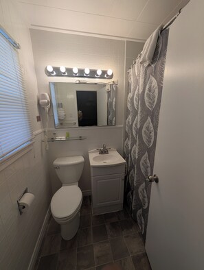 Deluxe Room, 1 Queen Bed | Bathroom | Hair dryer, towels, soap, shampoo - PINEWOOD INN (Barry's Bay)