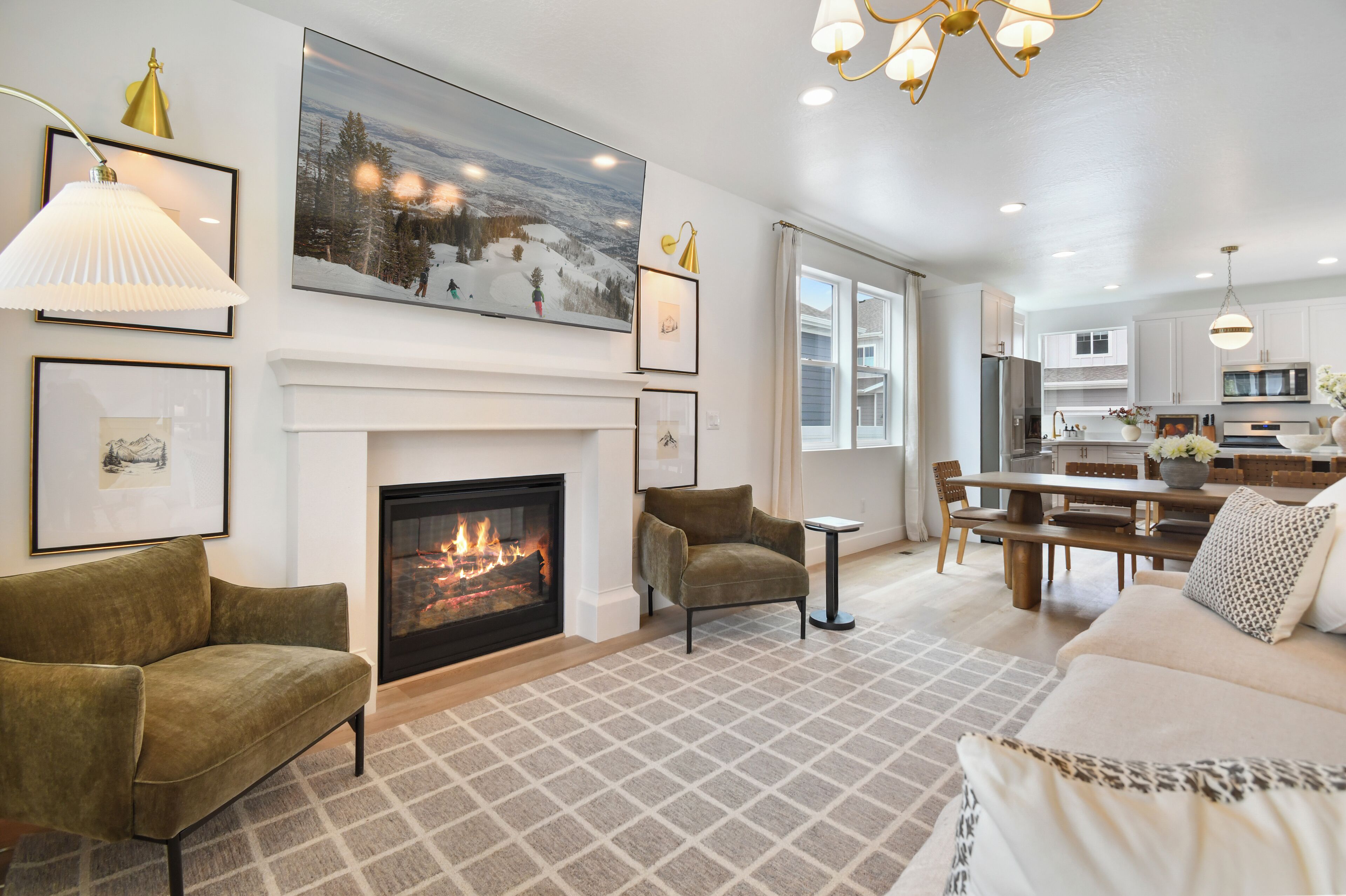 Smart TV, fireplace, video games, books