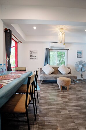 Luxury House, 2 Bedrooms, Beach View | Living area | 32-inch LCD TV with digital channels - Oceanfront Villa at Bang Po Beach (Koh Samui)