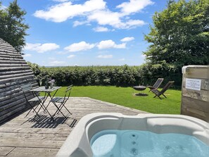 Outdoor spa tub - Dartmoor View Log Cabin, near North Molton (South Molton)
