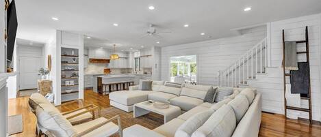 TV, fireplace, foosball, offices