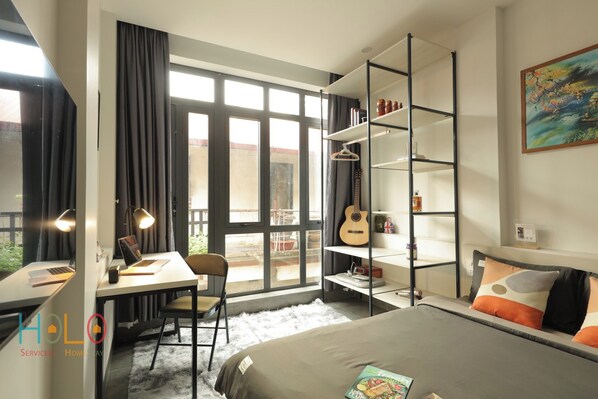 Blackout drapes, iron/ironing board, free WiFi
