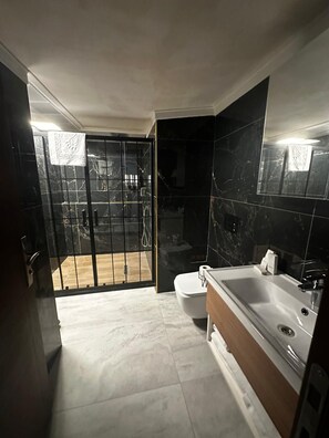 Suite Deluxe | Baño | Secadora de cabello, jabón, shampoo, papel de baño 