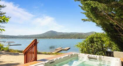 Sleeps 23 | 2 Lakefront Homes, Private Dock+Beach, Hot Tub, Fire Pit, Deck Views