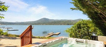 Sleeps 23 | 2 Lakefront Homes, Private Dock+Beach, Hot Tub, Fire Pit, Deck Views