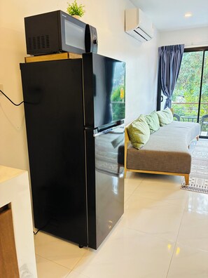 Luxury Apartment, Mountain View | Private kitchen | Fridge, microwave, stovetop, cookware/dishes/utensils - Hillside Haven-Luxury Room (Koh Samui)