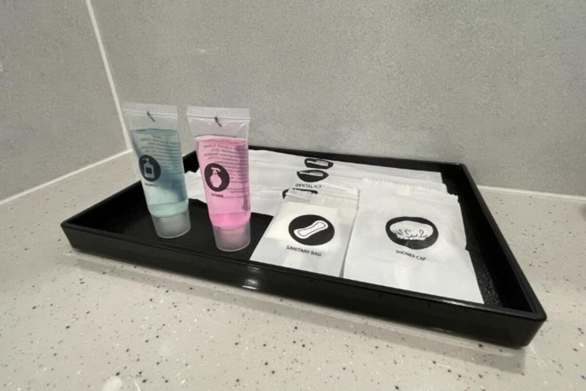 Shower, free toiletries, hair dryer, bidet