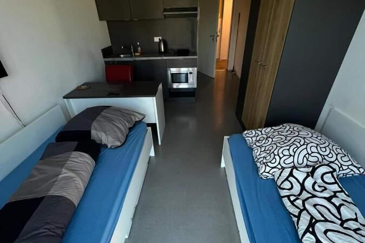 Standardværelse med 2 enkeltsenge | Skrivebord, arbejdsområde til bærbare computere, lydisolering