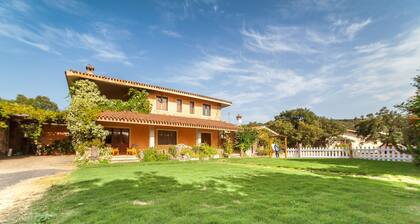Farmhouse nestled in a cork oak forest with boungalows. Pets allowed