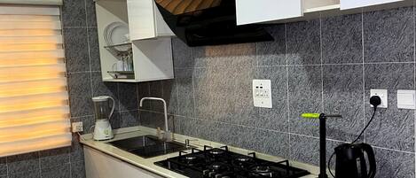 Microondas, horno y placa de cocina