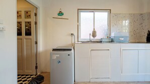Luxury Double Room, Beach View | Shared kitchen facilities | Fridge, microwave, stovetop, highchair - Beachfront Villa with Sunset (Koh Samui)