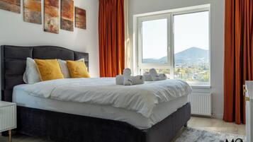 Departamento Deluxe, 1 habitación, balcón, vista a la montaña | Ropa de cama de alta calidad y camas con efecto memoria