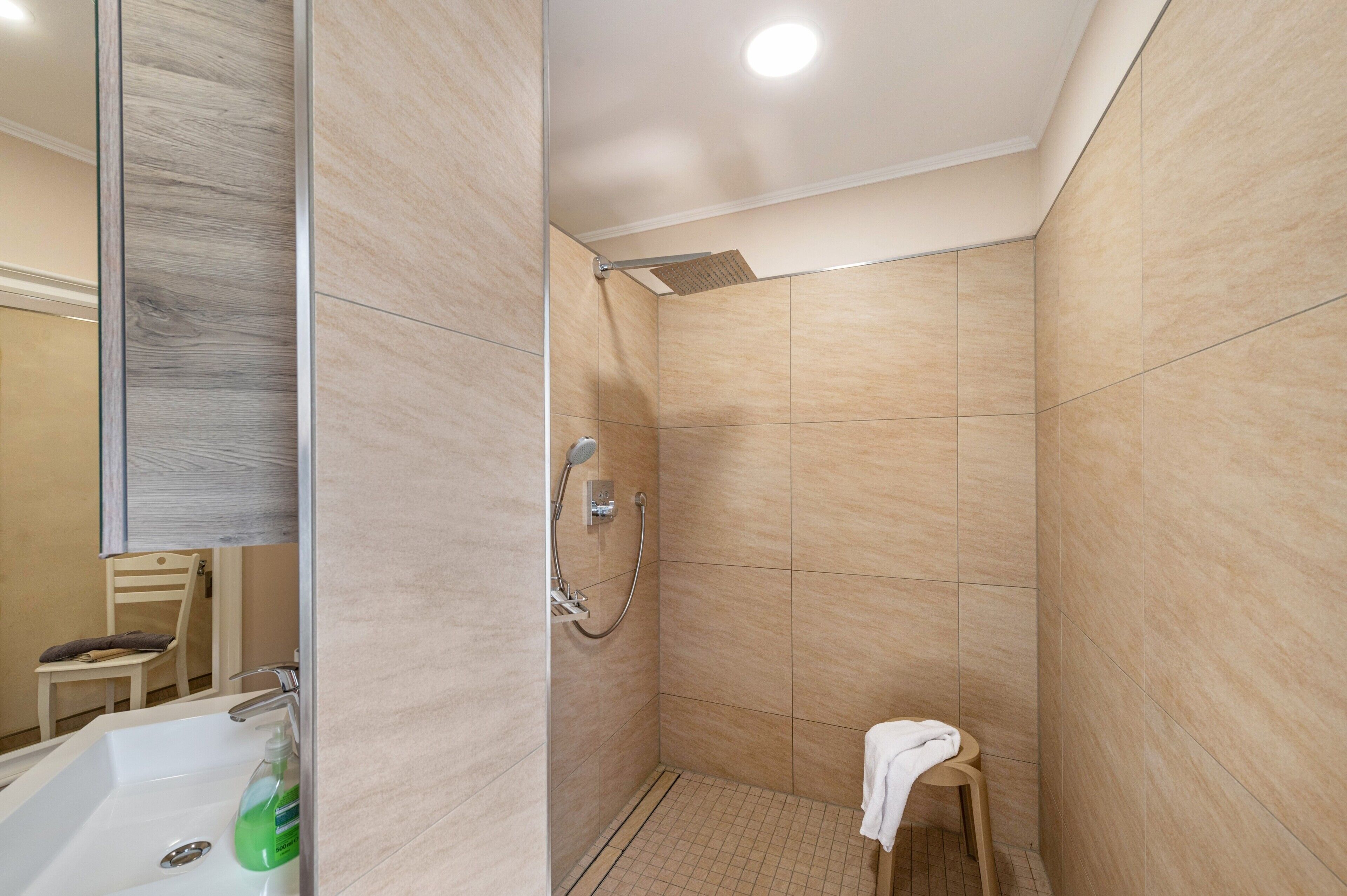 Dusche, Haartrockner, Handtücher