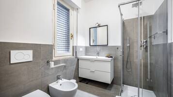 Shower, hair dryer, bidet, soap