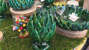 A variety of decorative ceramic vases and bowls on a moss-covered surface. - The Sisters a stone's throw from Taormina (Santa Teresa di Riva)