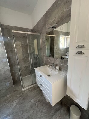 Shower, hair dryer, bidet, soap