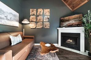 TV, fireplace, offices