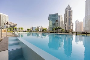 2 outdoor pools, open 8:00 AM to 10:00 PM, pool umbrellas, sun loungers