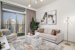 Luxury Apartment, 1 Bedroom, Balcony, City View | Living area
