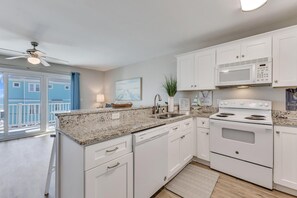 Fridge, microwave, oven, stovetop - Sea Ya Soon - 2 Bedroom Oceanview Condo (Carolina Beach)