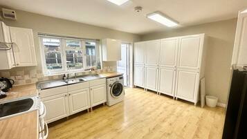 Fridge, microwave, oven, toaster