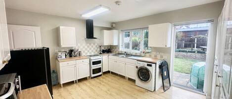 Fridge, microwave, oven, toaster