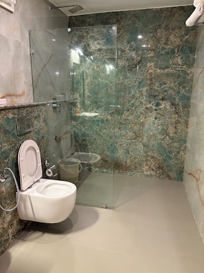 Hair dryer, towels, toilet paper