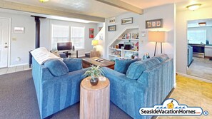 TV, fireplace, DVD player, video library