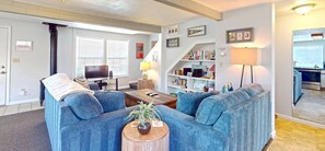 TV, fireplace, DVD player, video library