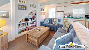 TV, fireplace, DVD player, video library