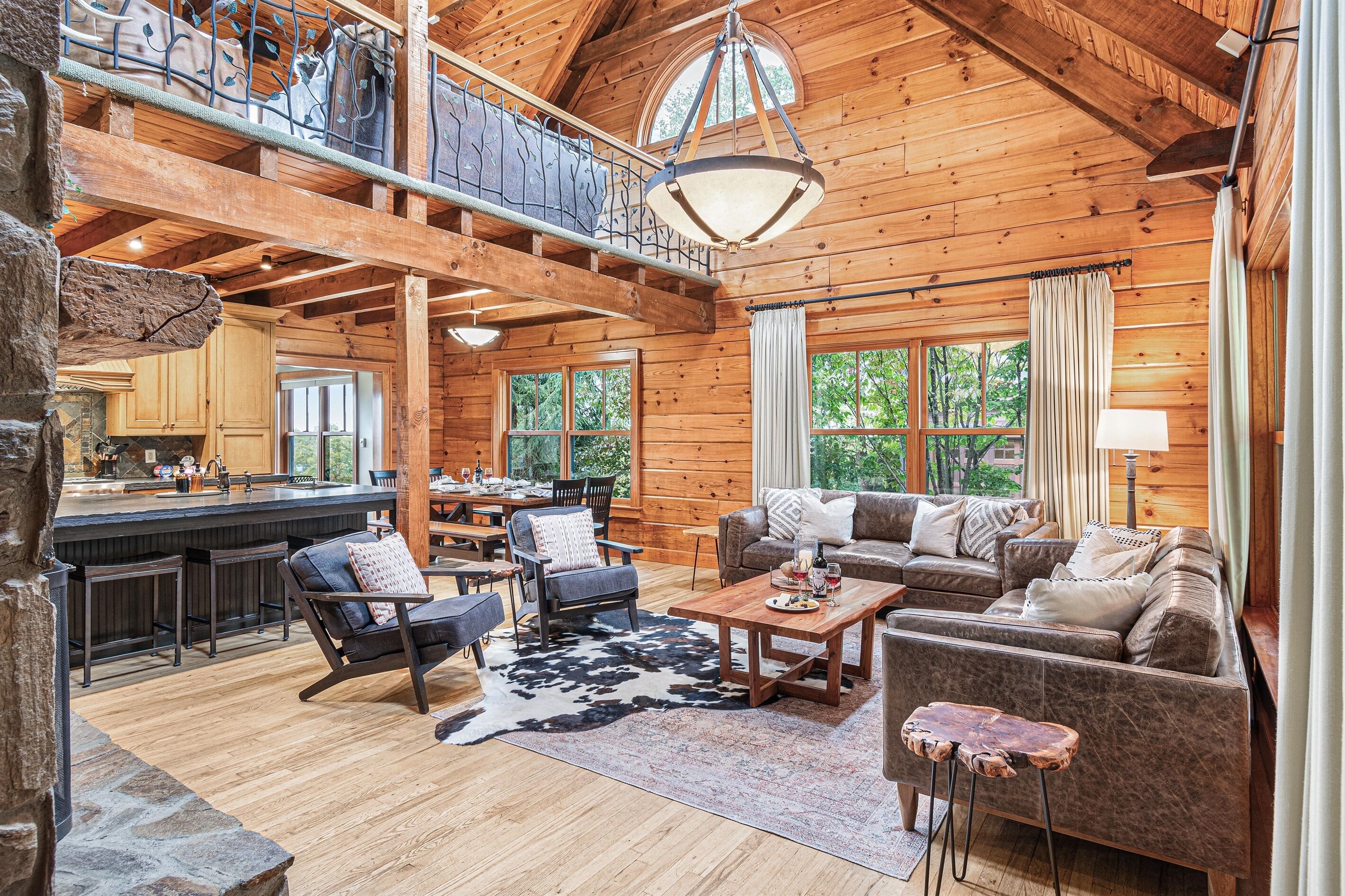 Smart TV, fireplace, video games, music library