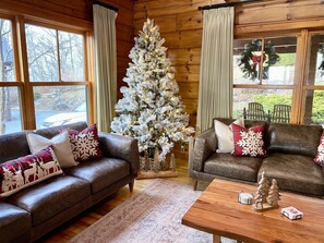 Smart TV, fireplace, video games, music library