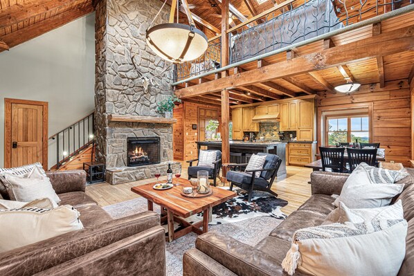 Smart TV, fireplace, video games, music library